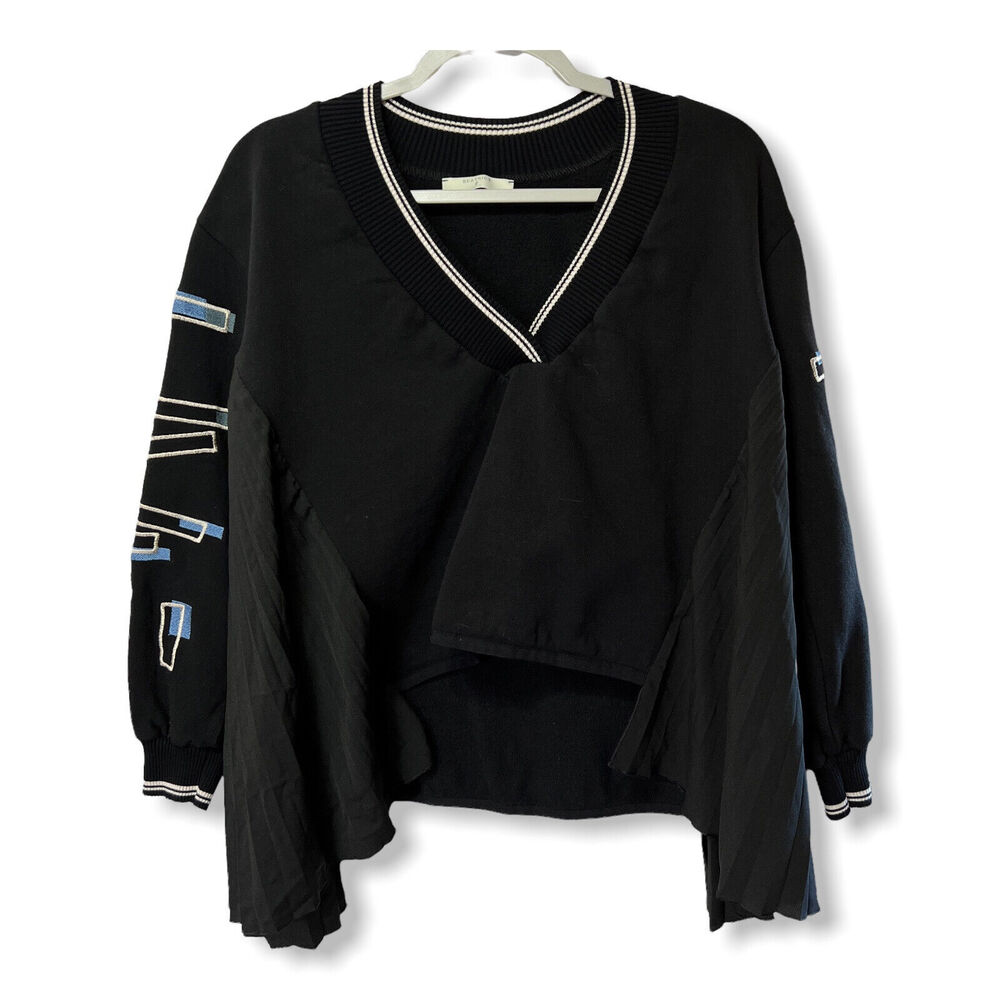 Beatrice B Italia Pleated Panel Oversized Sweatshirt XS Black Pullover Italy